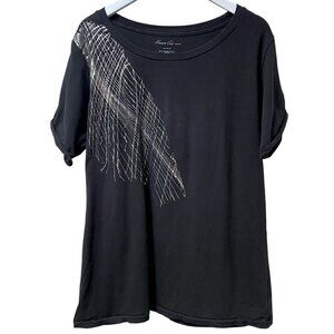 Kenneth Cole T-shirt Size 1X Womens Short Sleeve Graphic Tee Silver Angel Wings